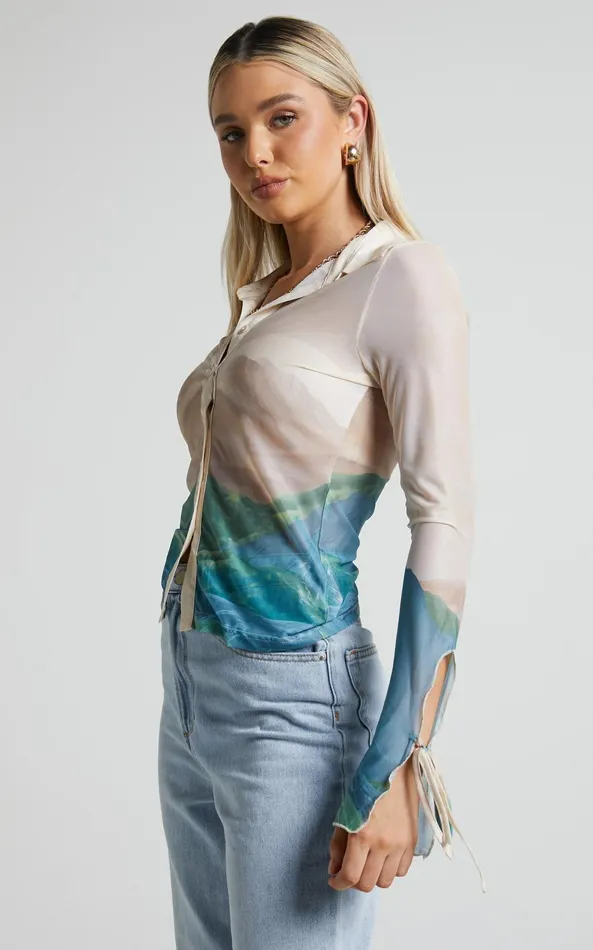 Showpo 4th and Reckless 8211 Elyanna Top In Sheer Print Women Tops