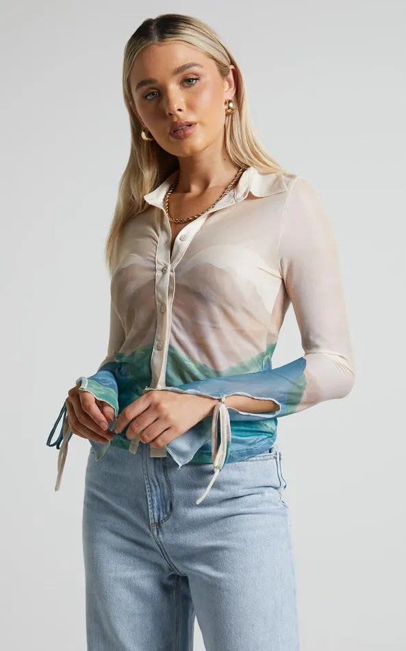 Showpo 4th and Reckless 8211 Elyanna Top In Sheer Print Women Tops