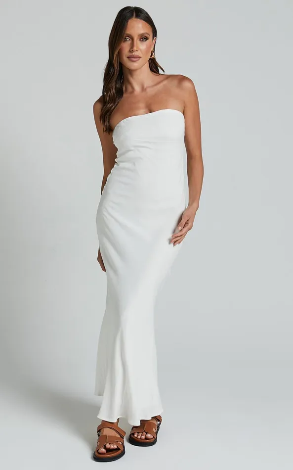 Showpo Aaliya Midi Dress 8211 Linen Look Strapless Slip Dress In Off White Women Dresses Showpo Aaliya Midi Dress 8211 Linen Look Strapless Slip Dress In Off White Women Dresses