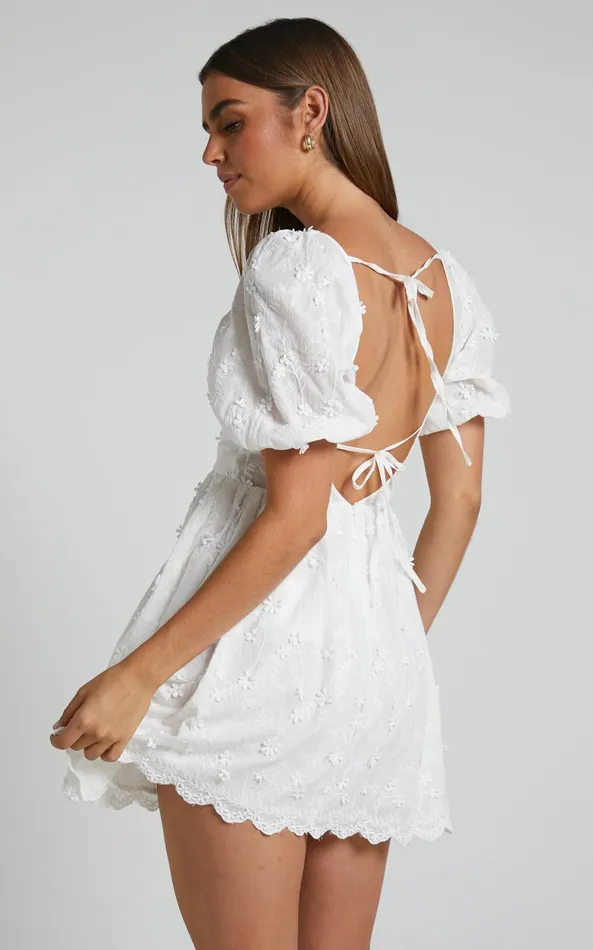 Showpo Abbey Tie Back Short Sleeve Mini Dress In White Women Dresses Showpo Abbey Tie Back Short Sleeve Mini Dress In White Women Dresses