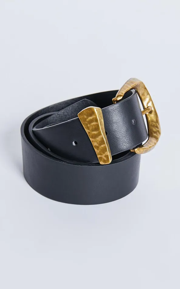 Showpo Abbie Belt 8211 Chunky Gold Bucket Belt In Black Women Belts