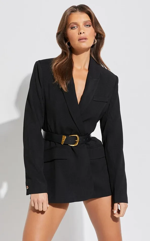 Showpo Abbie Belt 8211 Chunky Gold Bucket Belt In Black Women Belts