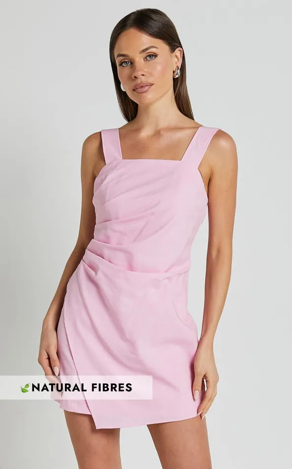 Showpo Abby Mini Dress 8211 Straight Neck Wide Strap Wrap Dress In Pink Women Dresses Showpo Abby Mini Dress 8211 Straight Neck Wide Strap Wrap Dress In Pink Women Dresses