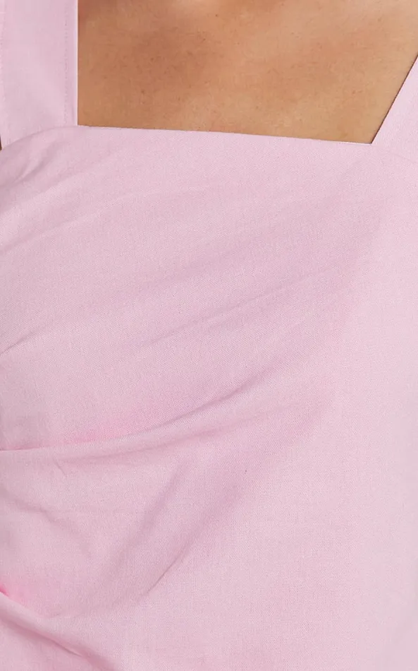 Showpo Abby Mini Dress 8211 Straight Neck Wide Strap Wrap Dress In Pink Women Dresses