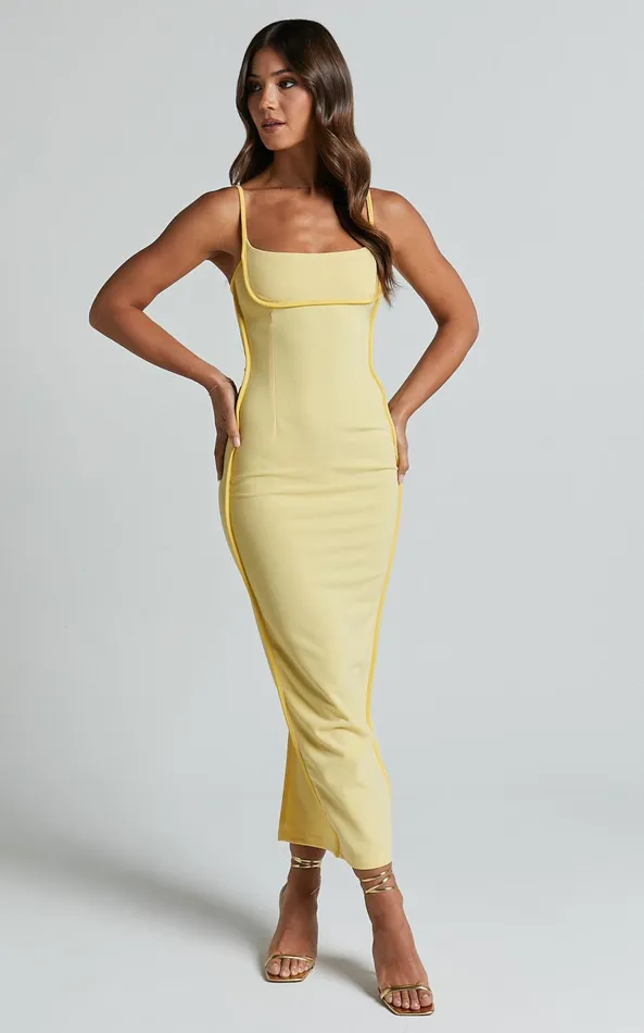 Showpo Abegaille Midi Dress 8211 Bodycon Dress In Lemon Women Dresses