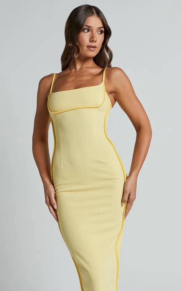 Showpo Abegaille Midi Dress 8211 Bodycon Dress In Lemon Women Dresses