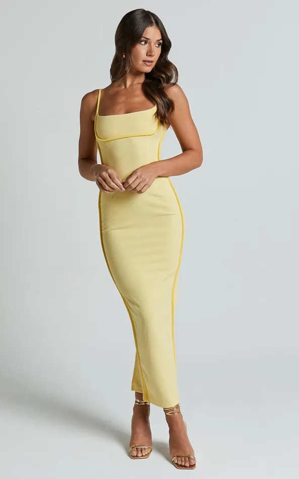 Showpo Abegaille Midi Dress 8211 Bodycon Dress In Lemon Women Dresses