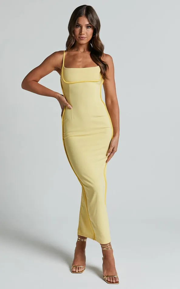 Showpo Abegaille Midi Dress 8211 Bodycon Dress In Lemon Women Dresses