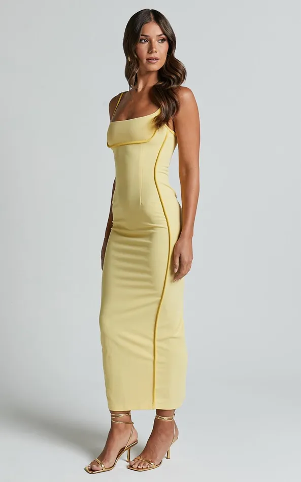 Showpo Abegaille Midi Dress 8211 Bodycon Dress In Lemon Women Dresses