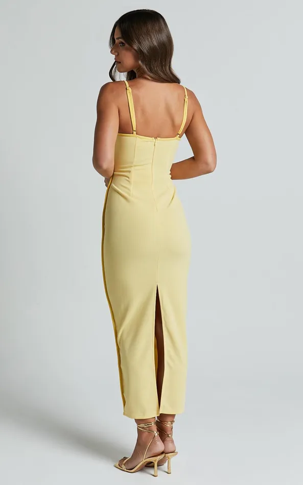 Showpo Abegaille Midi Dress 8211 Bodycon Dress In Lemon Women Dresses