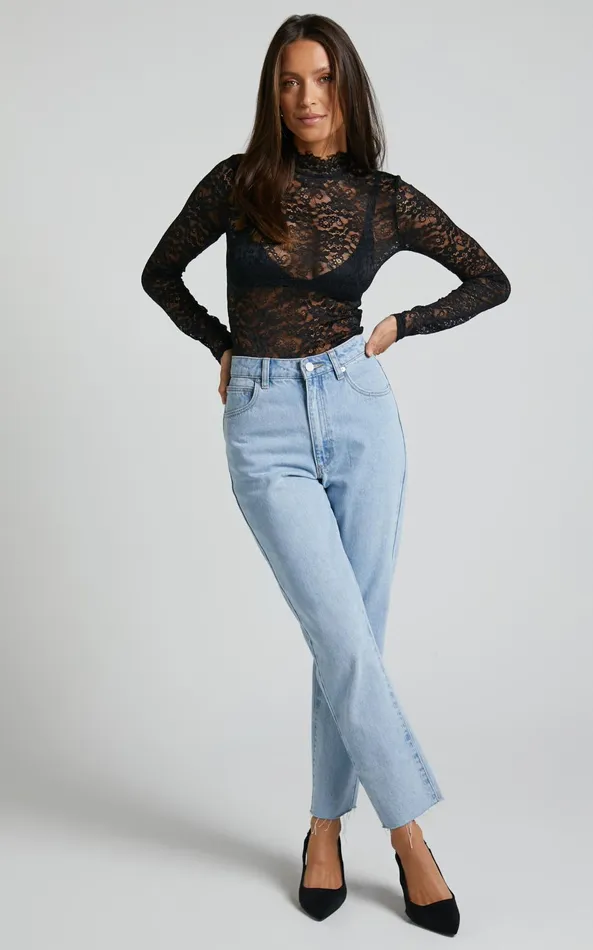 Showpo Abella Bodysuit 8211 Long Sleeve Lace Bodysuit In Black Women Tops Showpo Abella Bodysuit 8211 Long Sleeve Lace Bodysuit In Black Women Tops