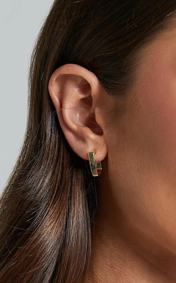Showpo Abella Earring 8211 Open Back Square Earring In Gold Women Earrings