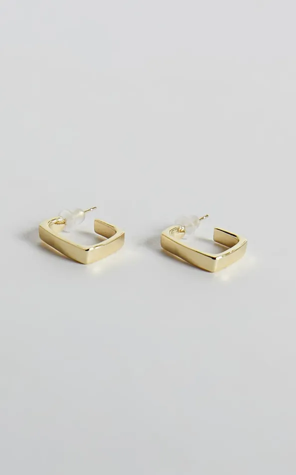 Showpo Abella Earring 8211 Open Back Square Earring In Gold Women Earrings