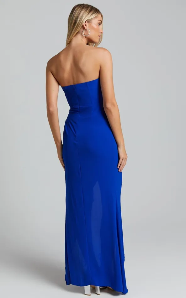 Showpo Abigail Maxi Dress 8211 Bodice Tie Dress In Navy Women Dresses