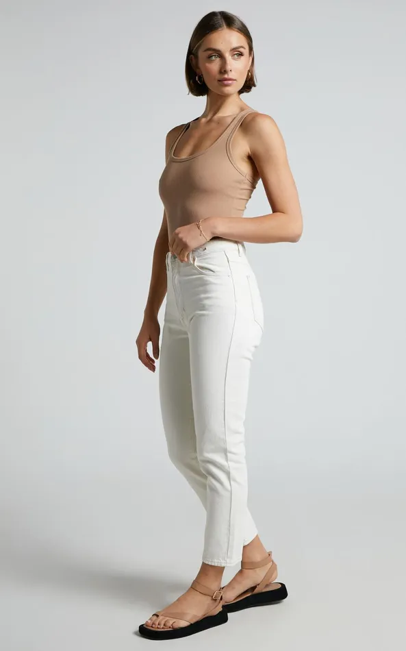 Showpo Abrand 8211 A 03994 High Slim Jean In STONE WHITE Women Denim