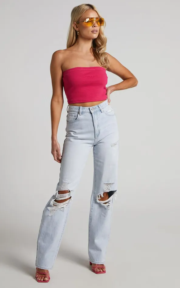 Showpo Abrand 8211 A Heather Bandeau In Super Pink Women Tops