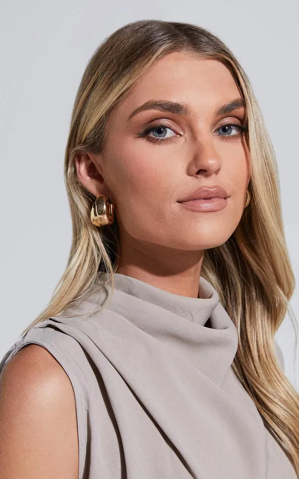 Showpo Adaleen Double Hoop Earrings In Gold Women Earrings