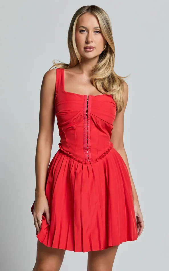 Showpo Adana Mini Dress 8211 Fit And Flare Eyelet Corset Detail Mini Dress In Red Women Dresses Showpo Adana Mini Dress 8211 Fit And Flare Eyelet Corset Detail Mini Dress In Red Women Dresses
