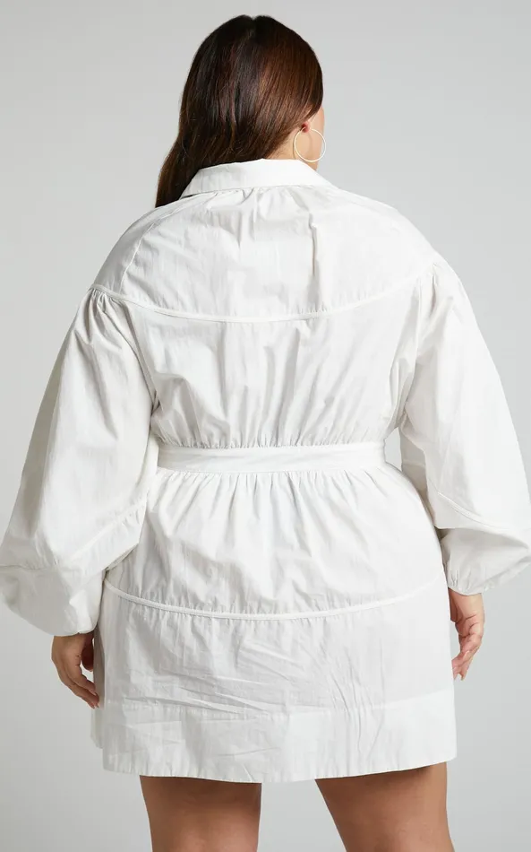Showpo Adanny Mini Dress 8211 Long Puff Sleeve Shirt Dress In White Women Dresses Showpo Adanny Mini Dress 8211 Long Puff Sleeve Shirt Dress In White Women Dresses