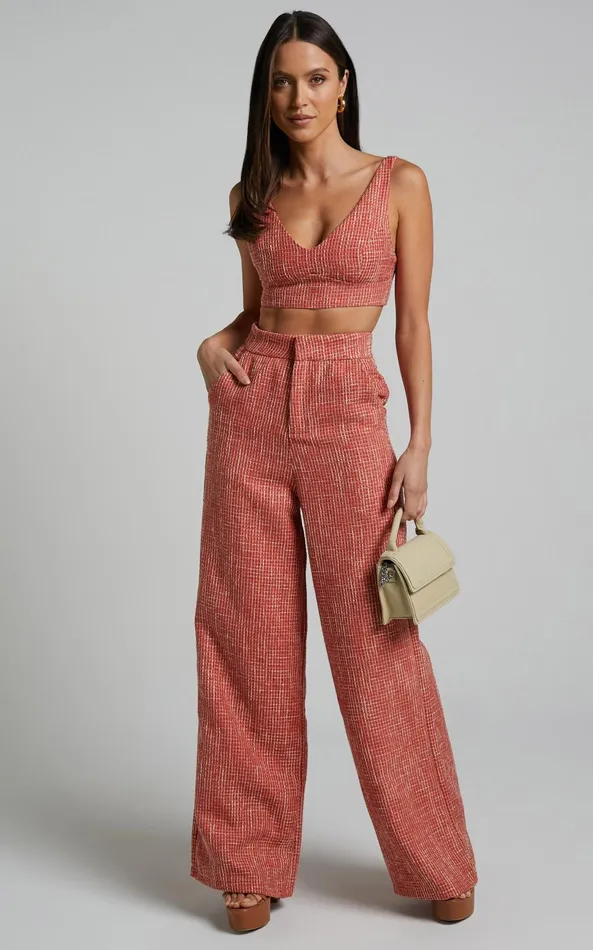 Showpo Adelaide Two Piece Set 8211 Crop Top And Wide Leg Pants Set In Burnt Orange Women Curve Clothes Showpo Adelaide Two Piece Set 8211 Crop Top And Wide Leg Pants Set In Burnt Orange Women Curve Clothes