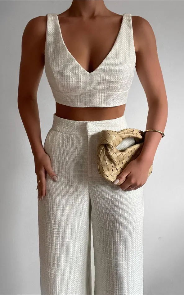 Showpo Adelaide Two Piece Set 8211 Crop Top And Wide Leg Pants Set In White Women Curve Clothes Showpo Adelaide Two Piece Set 8211 Crop Top And Wide Leg Pants Set In White Women Curve Clothes