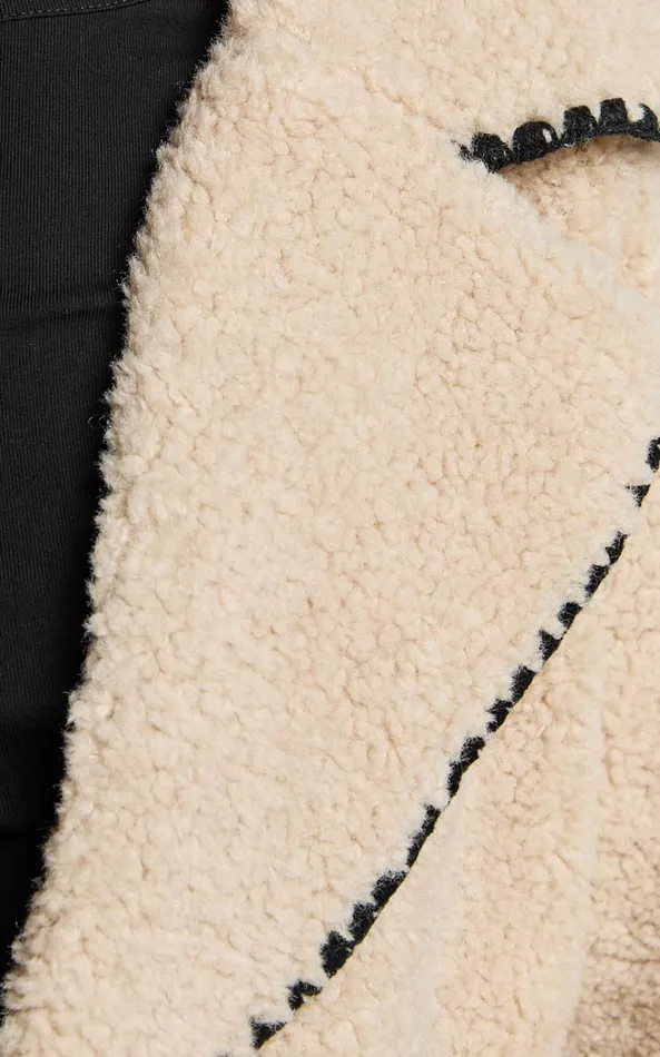 Showpo Adeline Jacket 8211 Oversized Blanket Stitched Shearling Jacket In Caramel Women Jackets and Coats