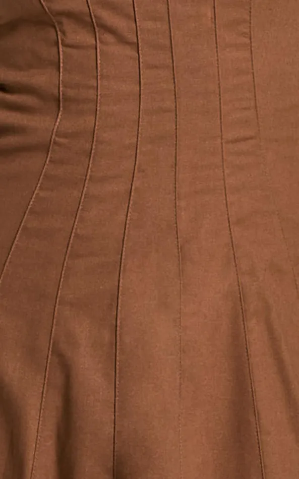Showpo Adelyn Midi Dress 8211 Square Neck Sleeveless A Line Dress In Tobacco Women Dresses
