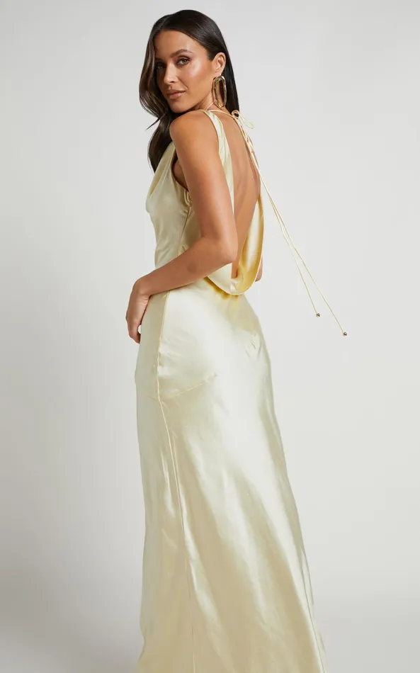 Showpo Adilah Maxi Dress 8211 Cowl Neck Satin Dress In Butter Yellow Women Dresses Showpo Adilah Maxi Dress 8211 Cowl Neck Satin Dress In Butter Yellow Women Dresses