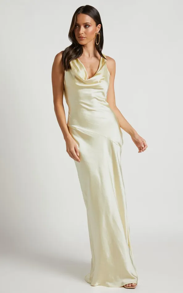 Showpo Adilah Maxi Dress 8211 Cowl Neck Satin Dress In Butter Yellow Women Dresses Showpo Adilah Maxi Dress 8211 Cowl Neck Satin Dress In Butter Yellow Women Dresses