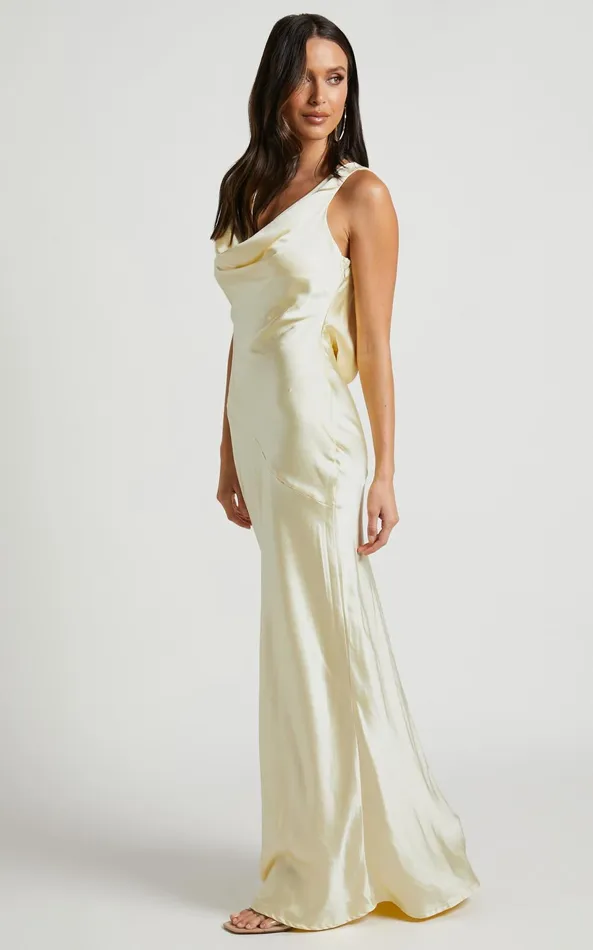 Showpo Adilah Maxi Dress 8211 Cowl Neck Satin Dress In Butter Yellow Women Dresses Showpo Adilah Maxi Dress 8211 Cowl Neck Satin Dress In Butter Yellow Women Dresses