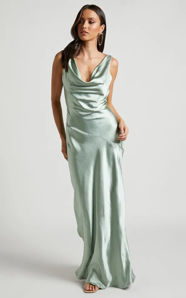 Showpo Adilah Maxi Dress 8211 Cowl Neck Satin Dress In Pistachio Women Dresses Showpo Adilah Maxi Dress 8211 Cowl Neck Satin Dress In Pistachio Women Dresses