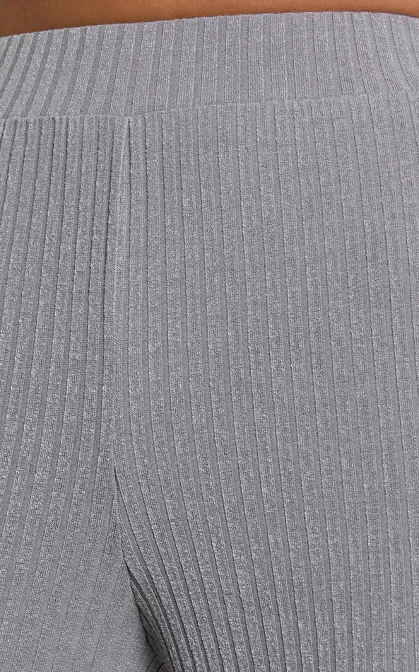 Showpo Adriana Pants 8211 Ribbed High Waist Wide Leg Pants In Slate Grey Women Curve Clothes