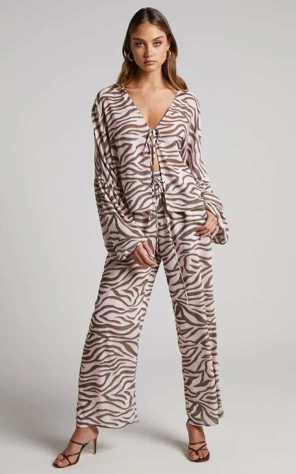 Showpo Aegir Blouse 8211 Tie Front Drop Sleeve Blouse In Wild Zebra Women Tops