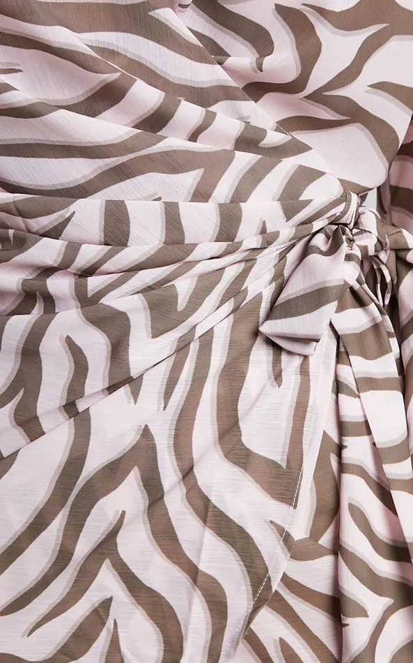 Showpo Aegir Mini Dress 8211 Collared Long Sleeve Wrap Dress In Wild Zebra Women Dresses