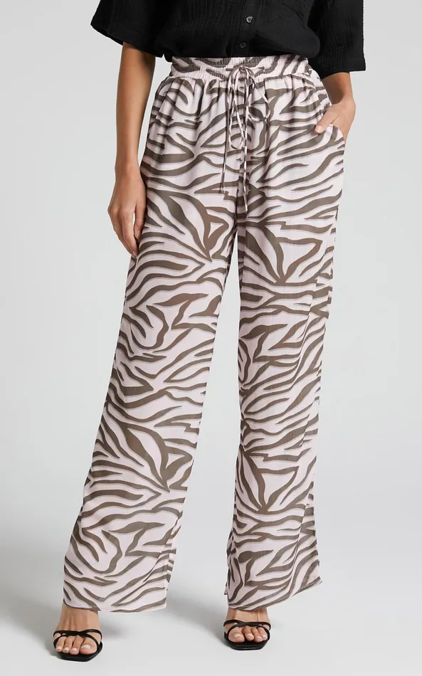 Showpo Aegir Pants 8211 Mid Rise Relaxed Straight Leg Pants In Wild Zebra Women Pants