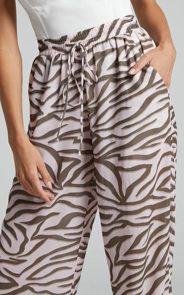 Showpo Aegir Pants 8211 Mid Rise Relaxed Straight Leg Pants In Wild Zebra Women Pants