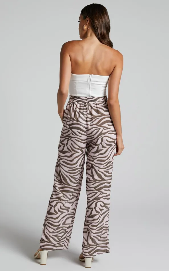Showpo Aegir Pants 8211 Mid Rise Relaxed Straight Leg Pants In Wild Zebra Women Pants