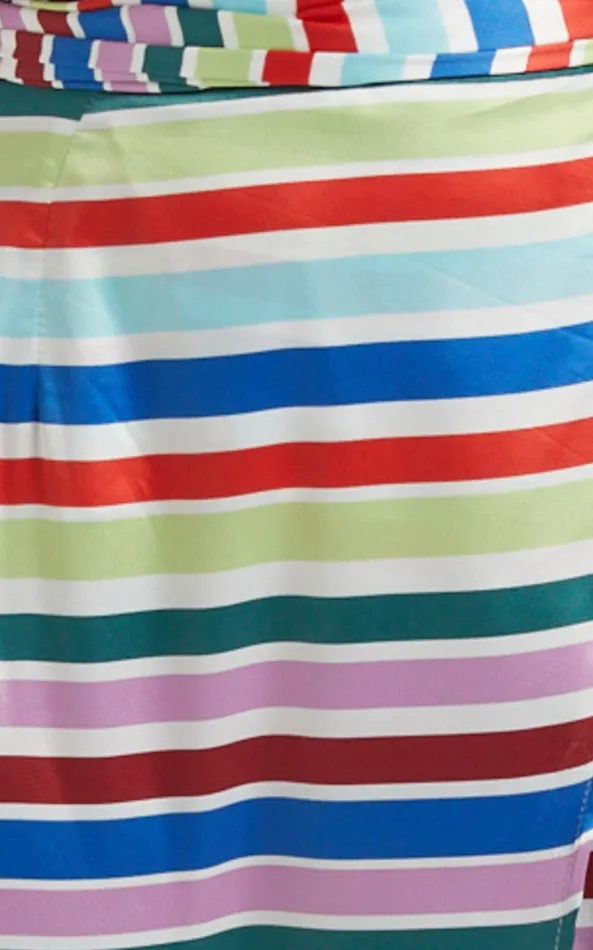 Showpo Aelwin Top 8211 Plunge Cami Top In Multi Stripe Satin Women Tops