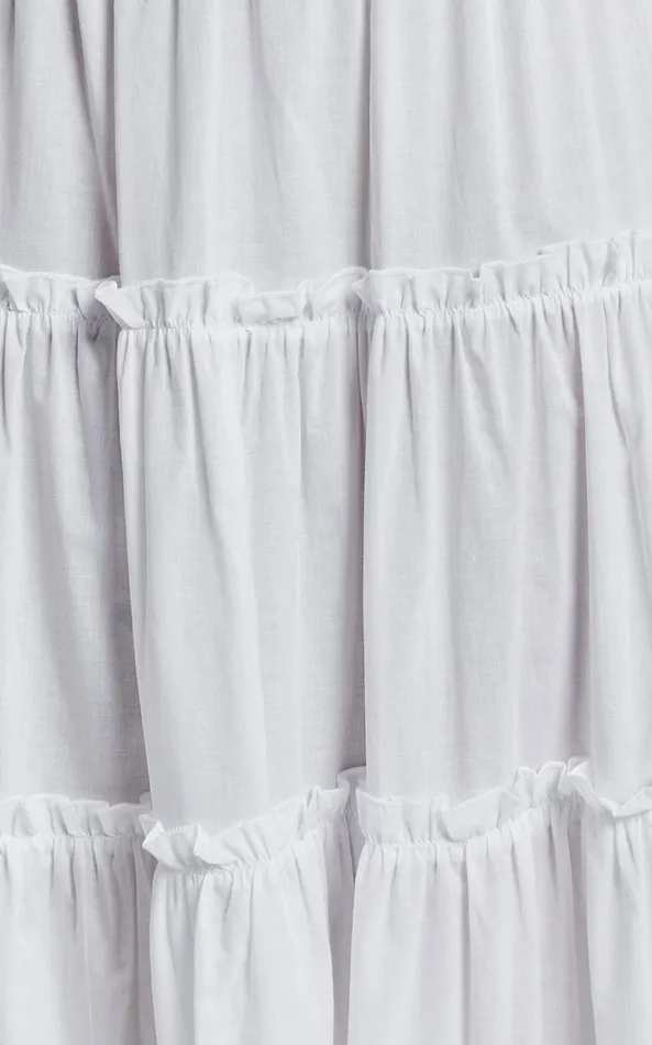 Showpo Aeonium Maxi Skirt 8211 Cotton Elasticated Waist Tiered Skirt In Off White Women Skirts