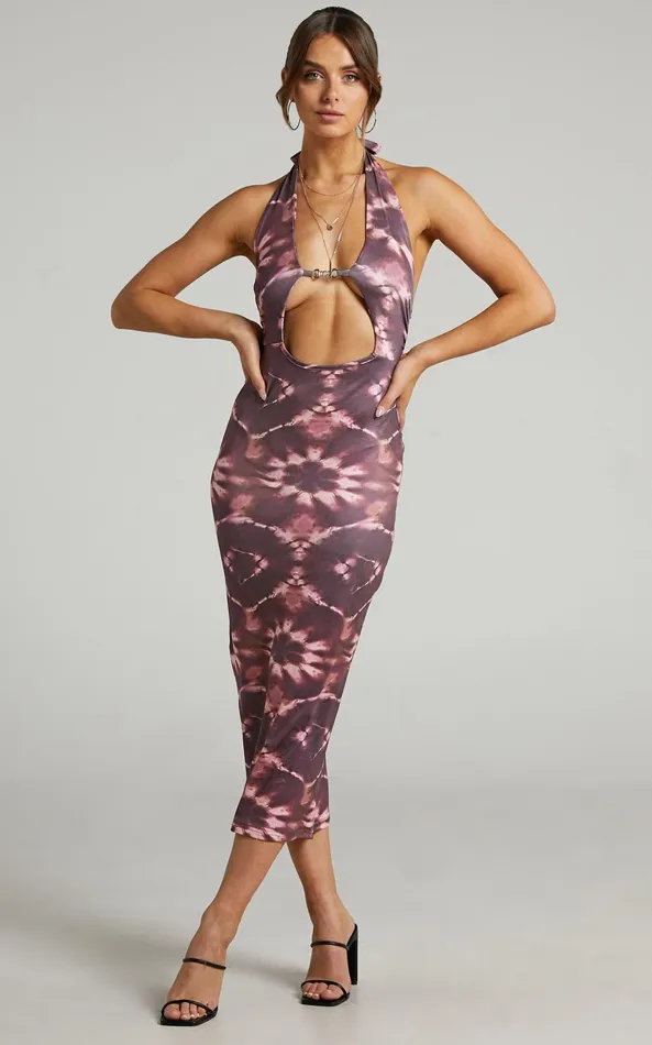 Showpo Agatchia Midi Dress 8211 TieDye Halterneck Dress In Multi Women Dresses Showpo Agatchia Midi Dress 8211 TieDye Halterneck Dress In Multi Women Dresses