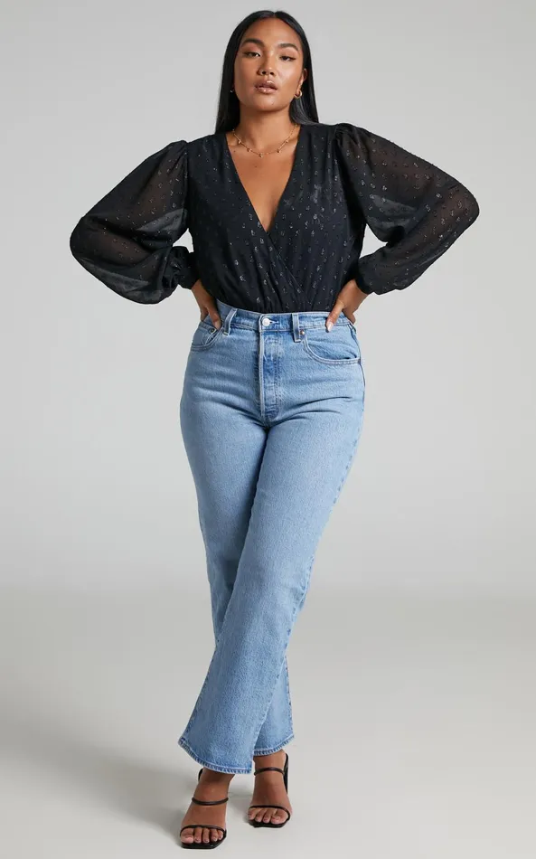Showpo Agustha Bodysuit 8211 Wrap Front Bodysuit In Black Women Tops