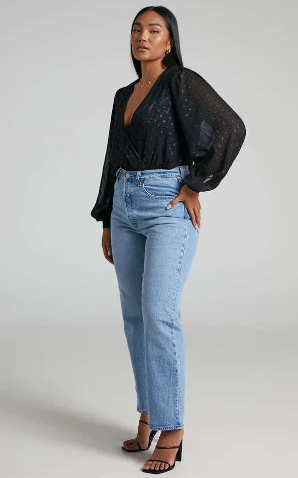 Showpo Agustha Bodysuit 8211 Wrap Front Bodysuit In Black Women Tops