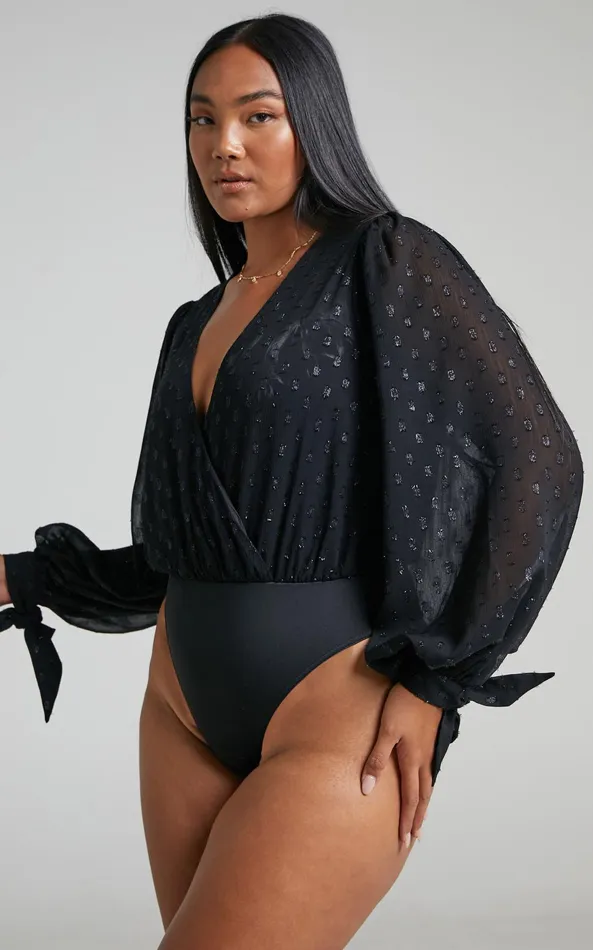 Showpo Agustha Bodysuit 8211 Wrap Front Bodysuit In Black Women Tops