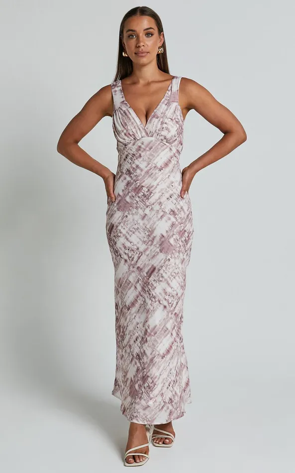 Showpo Ahye Midi Dress 8211 V Neck Sleeveless In Arizona Blur Women Curve Clothes