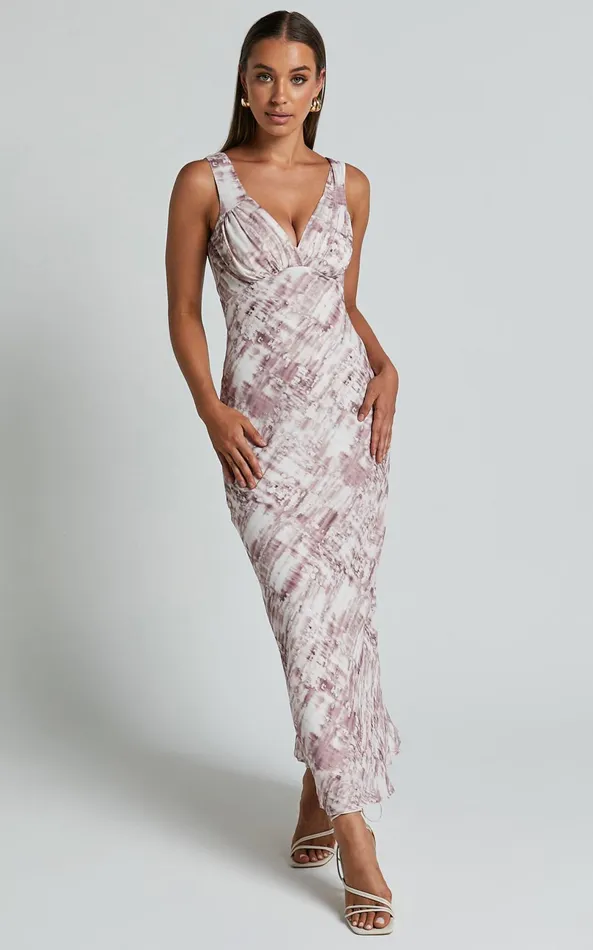 Showpo Ahye Midi Dress 8211 V Neck Sleeveless In Arizona Blur Women Curve Clothes
