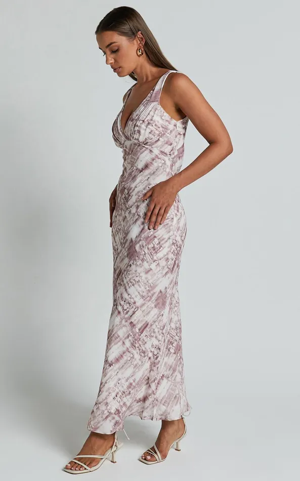Showpo Ahye Midi Dress 8211 V Neck Sleeveless In Arizona Blur Women Curve Clothes