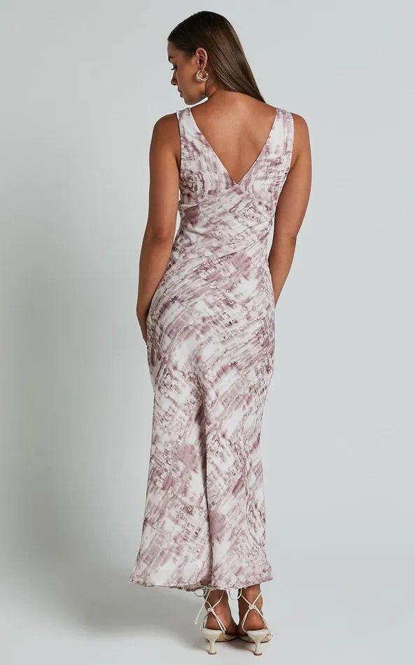 Showpo Ahye Midi Dress 8211 V Neck Sleeveless In Arizona Blur Women Curve Clothes