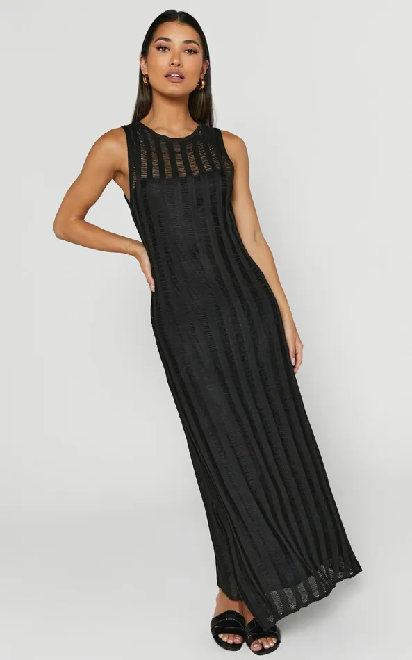 Showpo Aimee Midi Dress 8211 Sleeveless Flared Knit Dress In Black Women Dresses Showpo Aimee Midi Dress 8211 Sleeveless Flared Knit Dress In Black Women Dresses