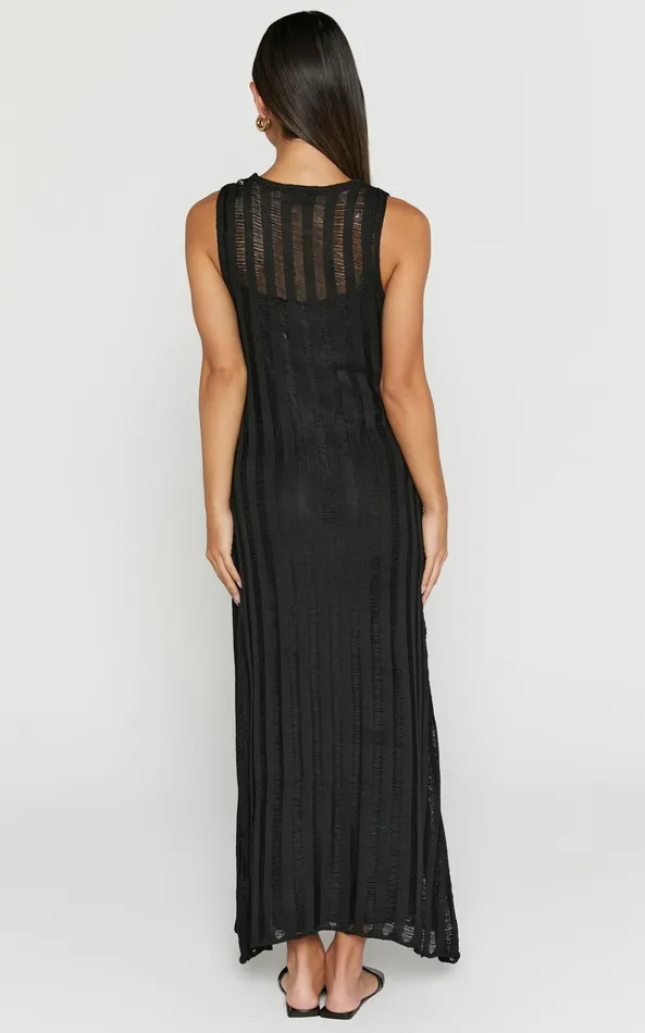 Showpo Aimee Midi Dress 8211 Sleeveless Flared Knit Dress In Black Women Dresses