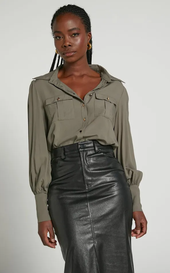 Showpo Aingeal Shirt 8211 Long Sleeve Button Up Shirt In Olive Women Curve Clothes Showpo Aingeal Shirt 8211 Long Sleeve Button Up Shirt In Olive Women Curve Clothes